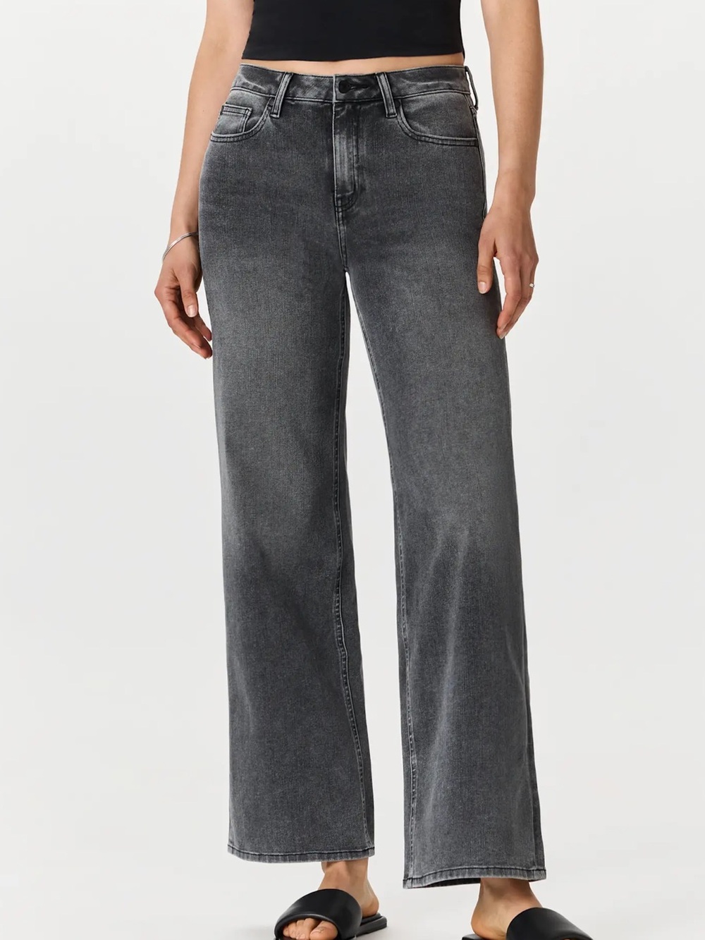 Quince Organic Cotton Bella Stretch Wide Leg Jeans W27 28inseam - Greyed Out - Picture 4 of 10